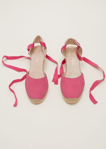 Phase Eight Suede Tie Espadrilles Heels Light Pink Australia | DN9401367